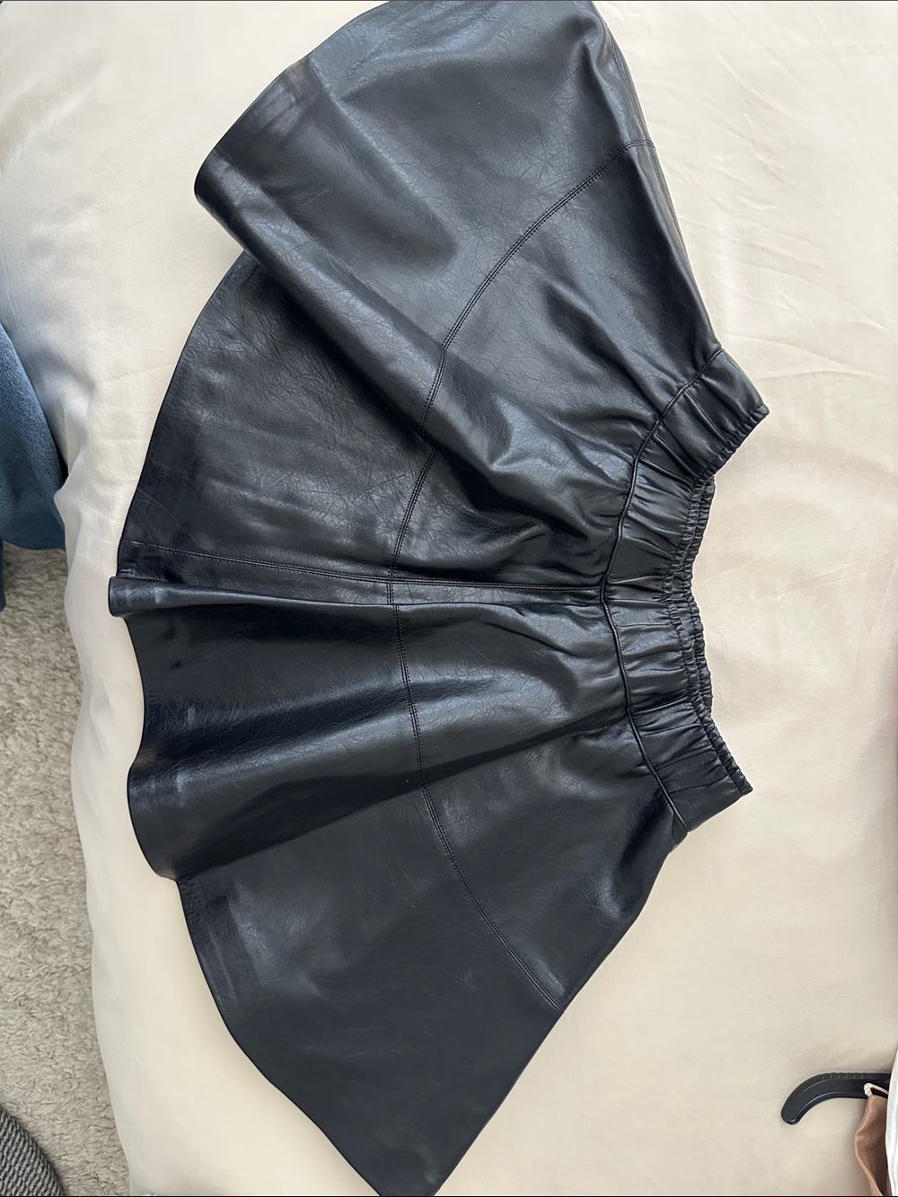 H&M Black Faux Leather Skater Skirt